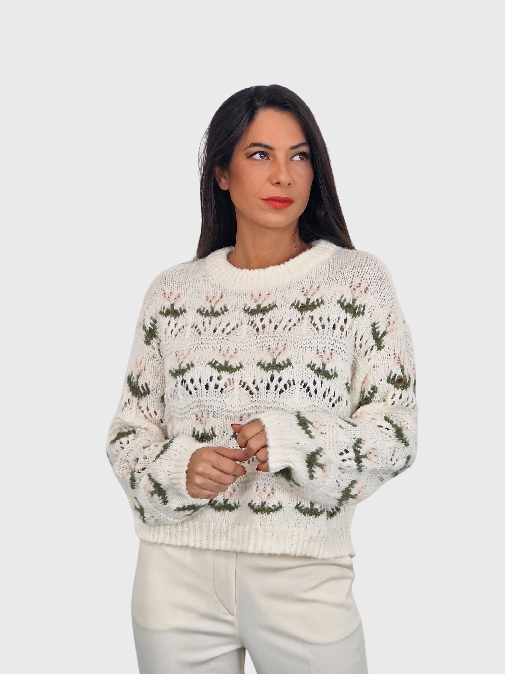 SUETER CALADO DETALLE FLOR