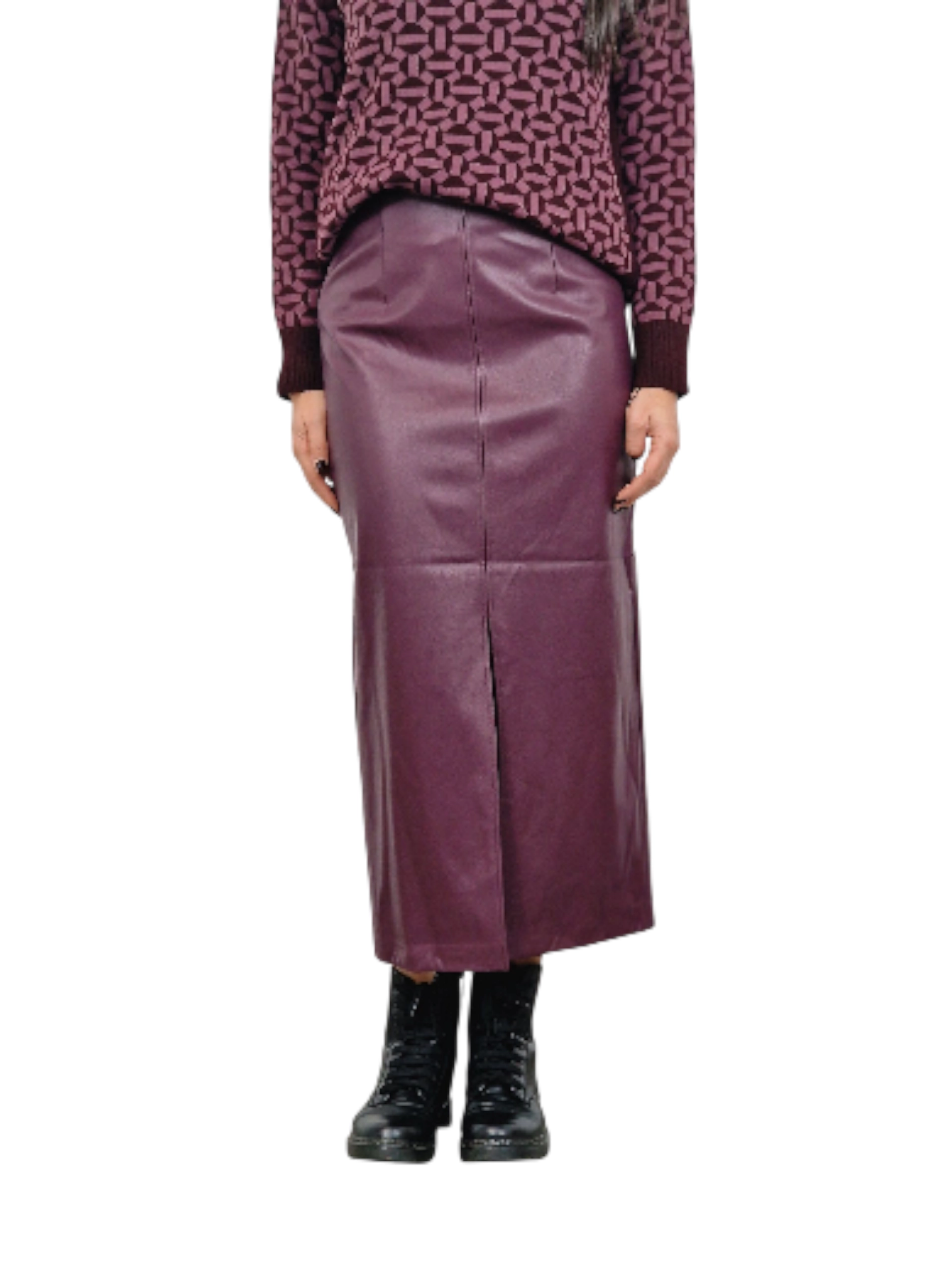 FALDA MIDI POLIPIEL ABERTURA