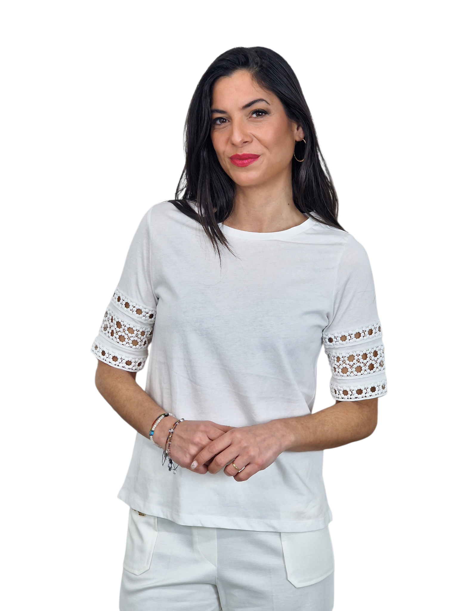 CAMISETA  MANGA BROCADO