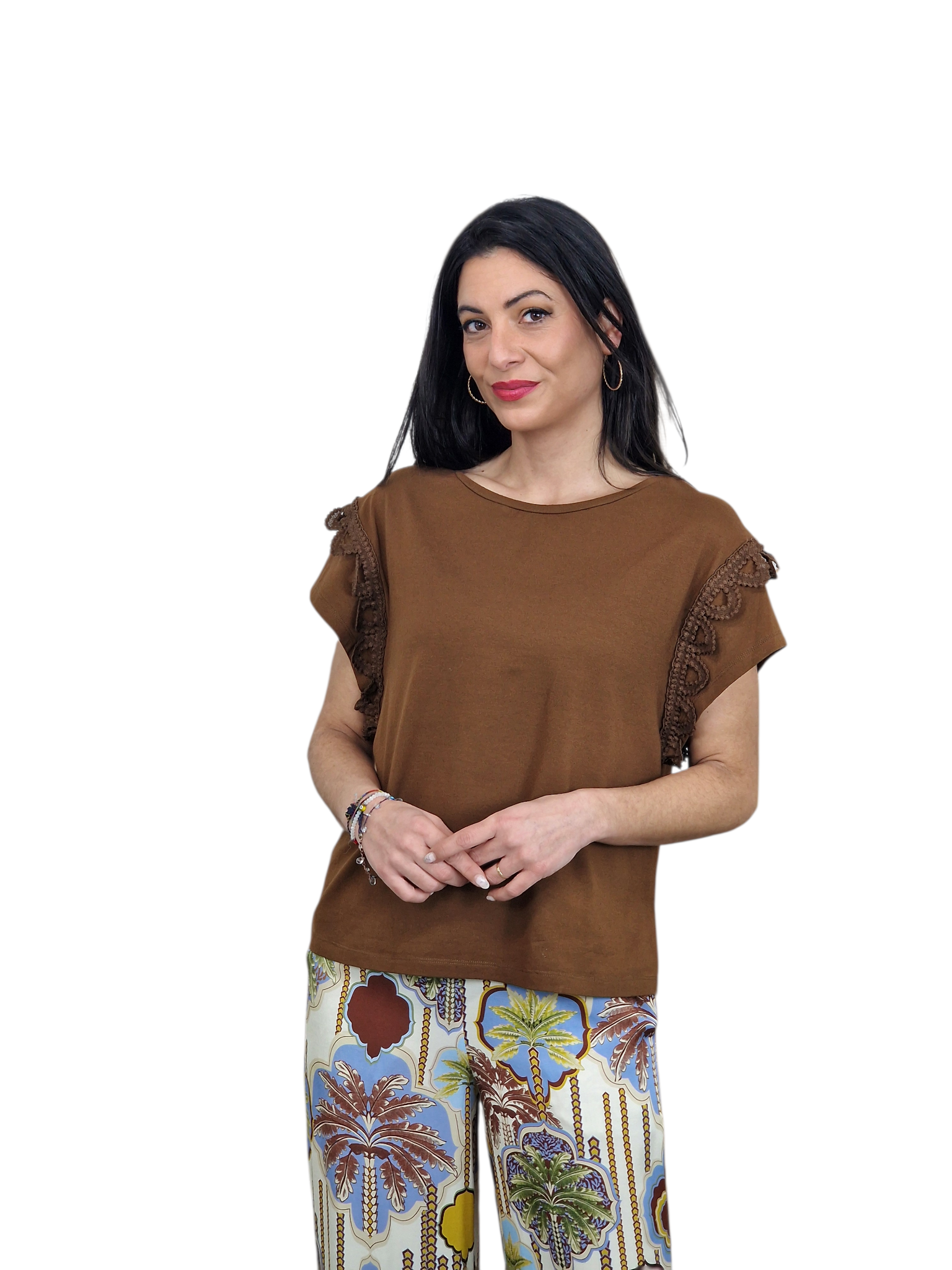 CAMISETA PUNTILLAS MANGA